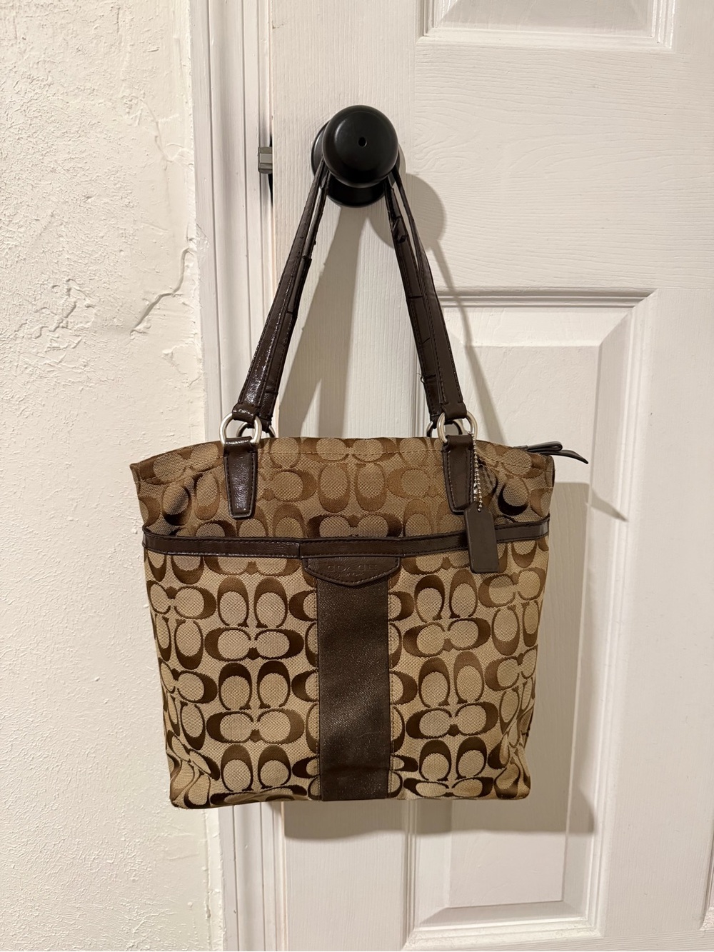 Vintage Coach Taylor Op Art Alexis Carryall Tote Brown & Tan